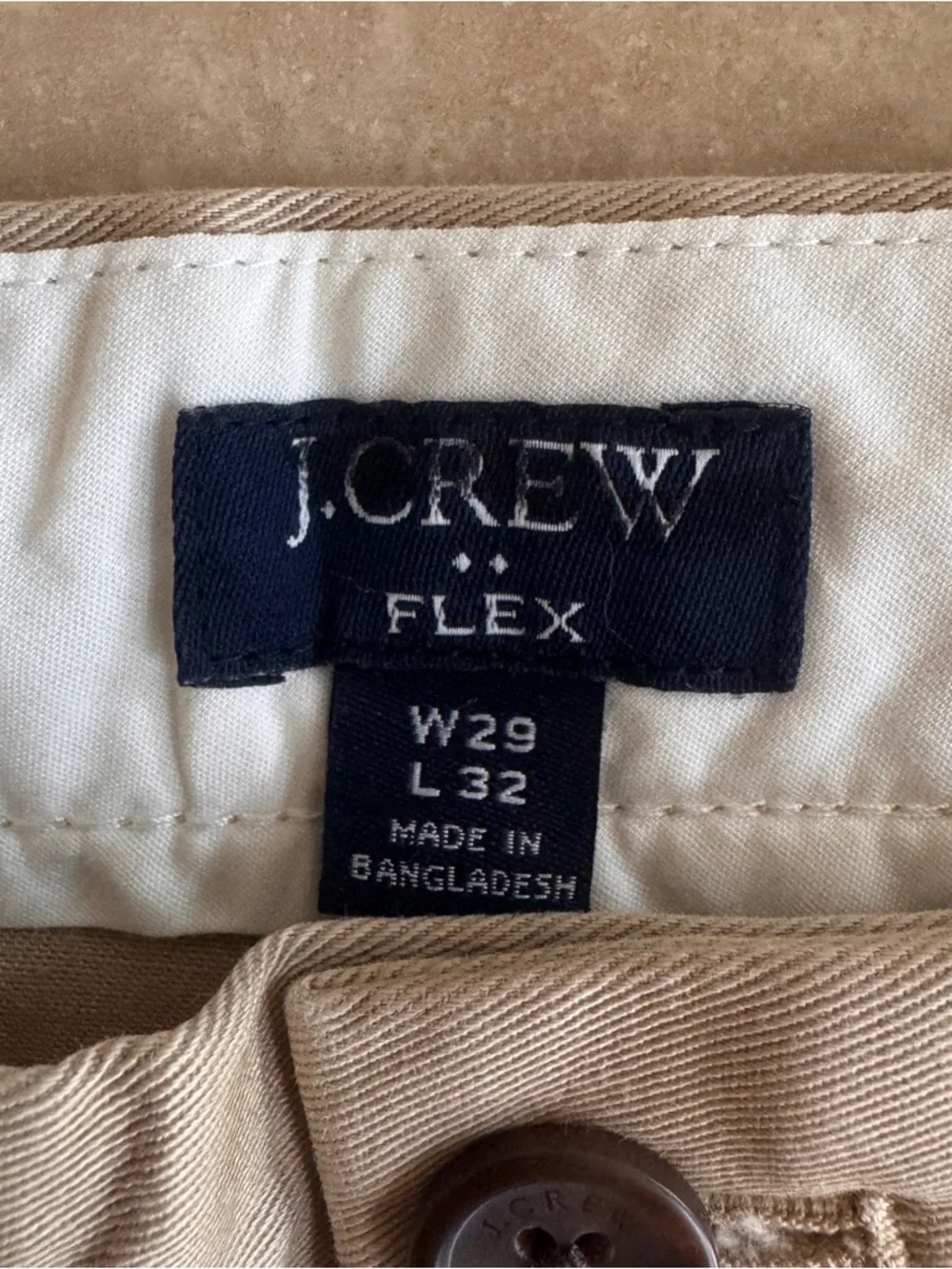 J Crew Factory Straight Fit Flex Chino Pant Mens Size 29 / 32 Khaki Beige
